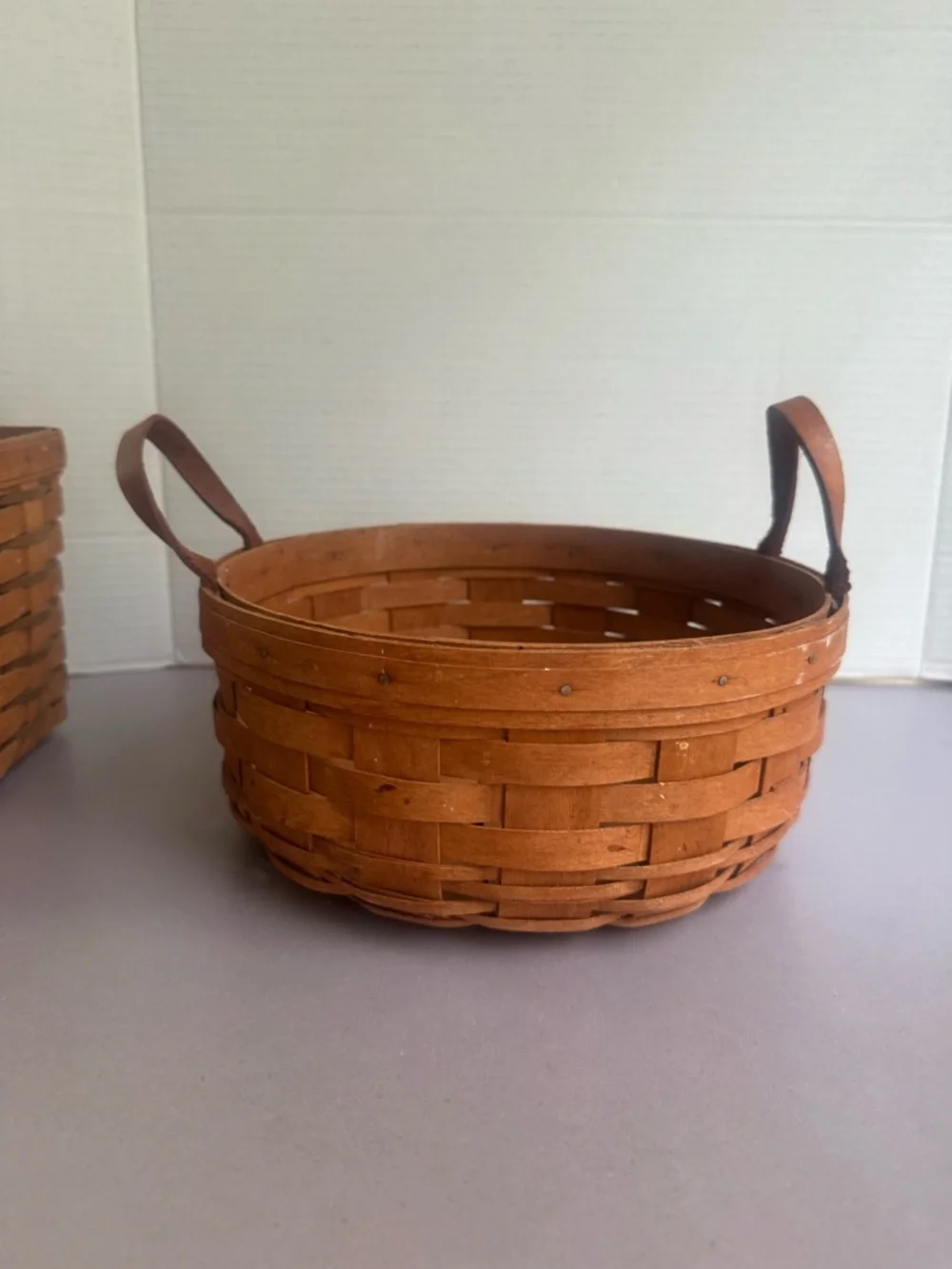 Longaberger Three-Piece Small Natural Brown Woven Basket Set - Picture 6 of 13